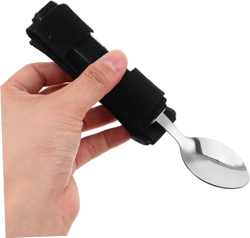 Adaptive Eating Aids Fork Spoon Set with Cuff Holder for Seniors Disabled Size 17cm - Image 4